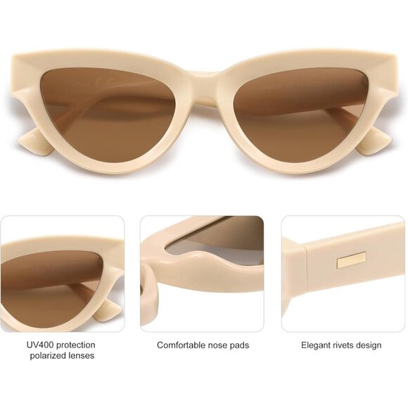 Retro Polarized Cat Eye Sunglasses Womens Vintage Shades UV400 Stylish main image 5